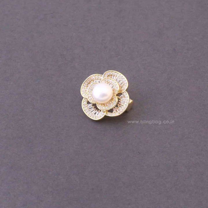 Golden Snowdrop Pearl Brooch