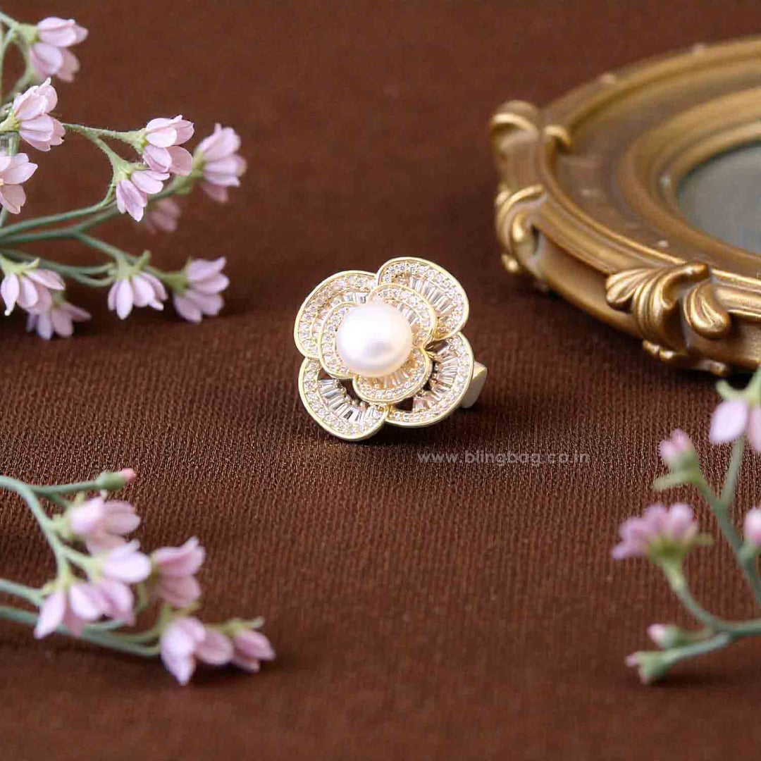 Golden Snowdrop Pearl Brooch