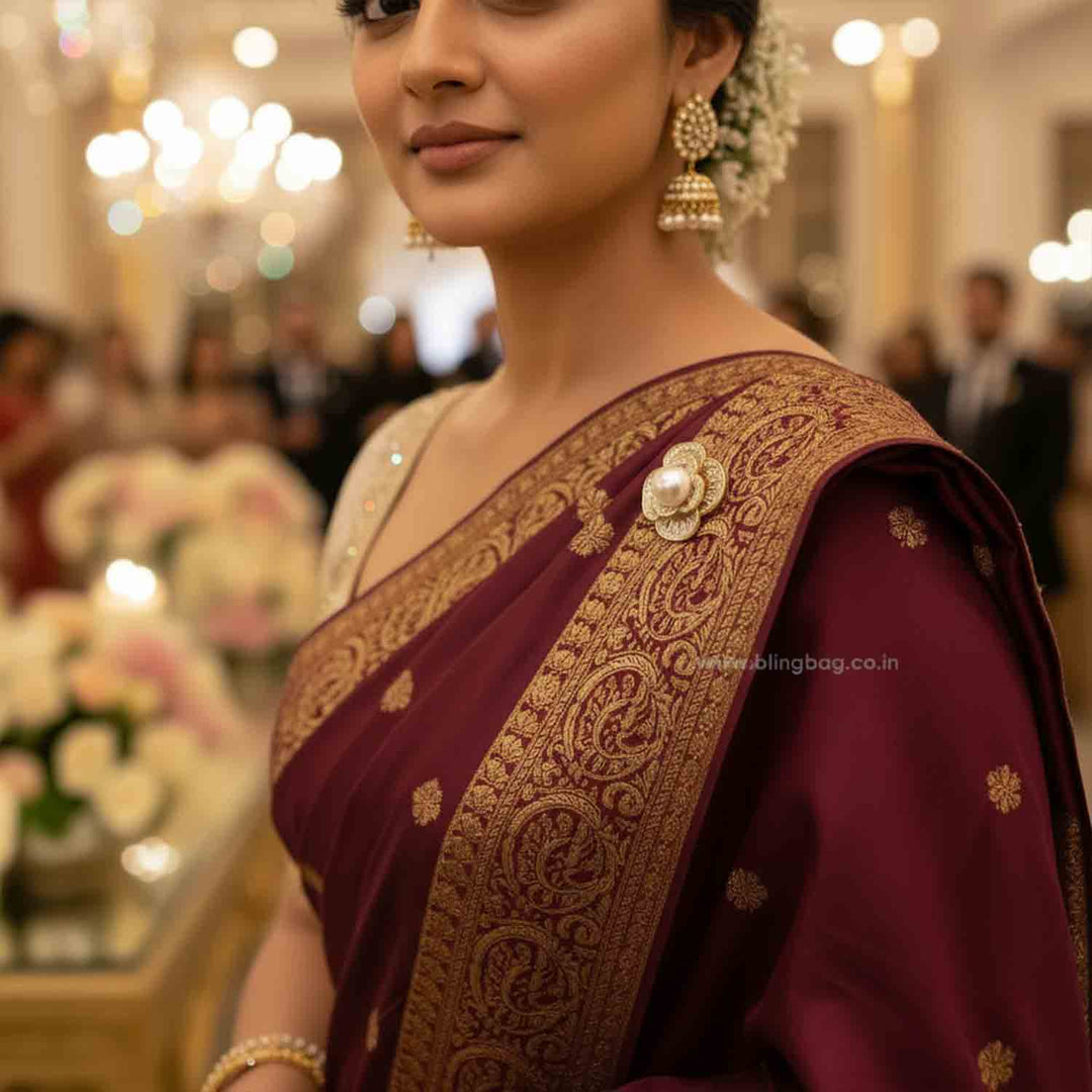 Golden Snowdrop Pearl Brooch