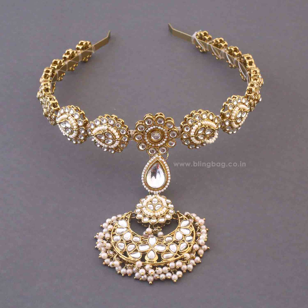 Golden Sohini Hairband With Tikka