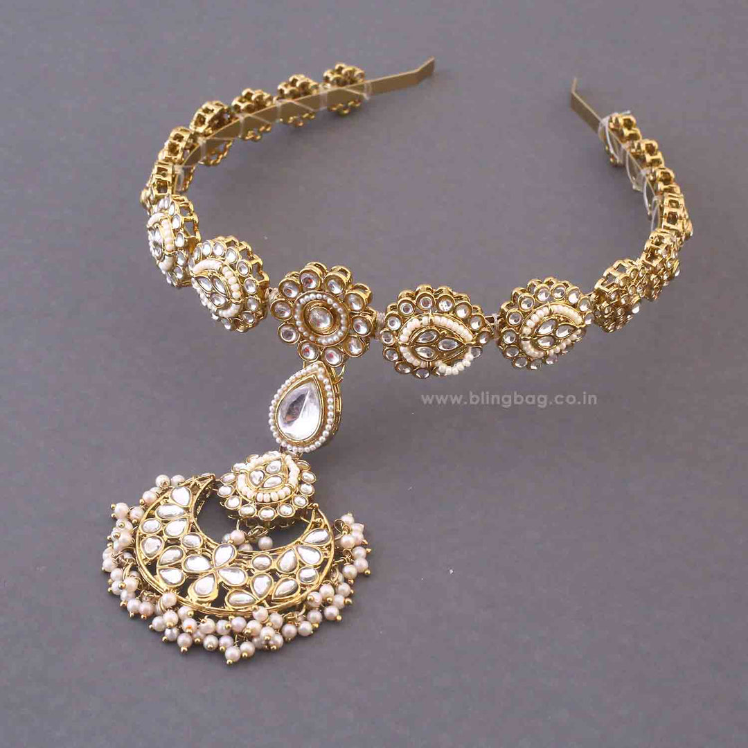 Golden Sohini Hairband With Tikka