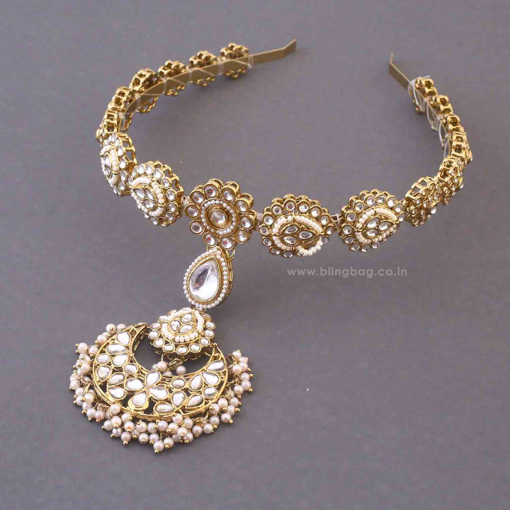 Golden Sohini Hairband With Tikka
