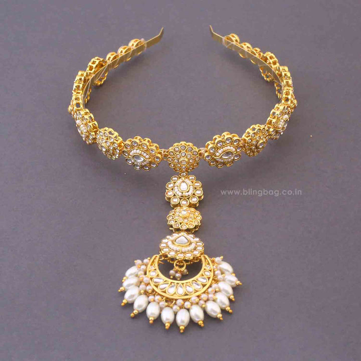 Golden Soniya Hairband With Tikka