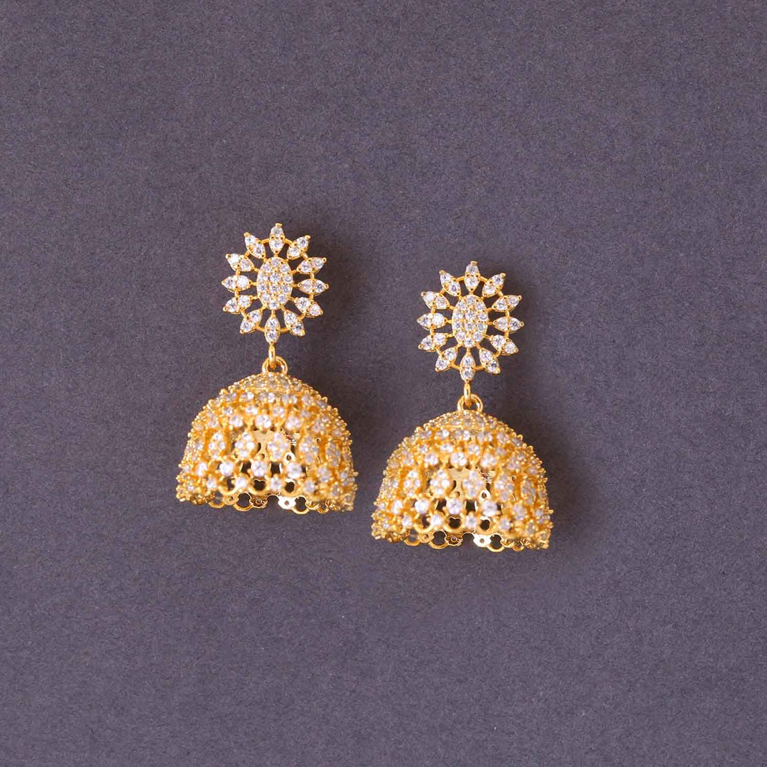 Golden Sophie Zirconia Jhumkis