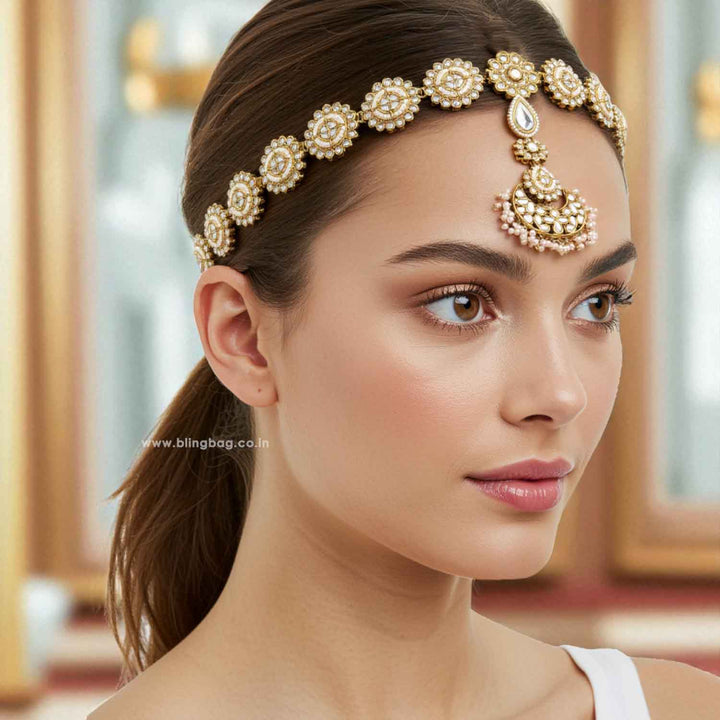 Golden Soumya Hairband With Tikka
