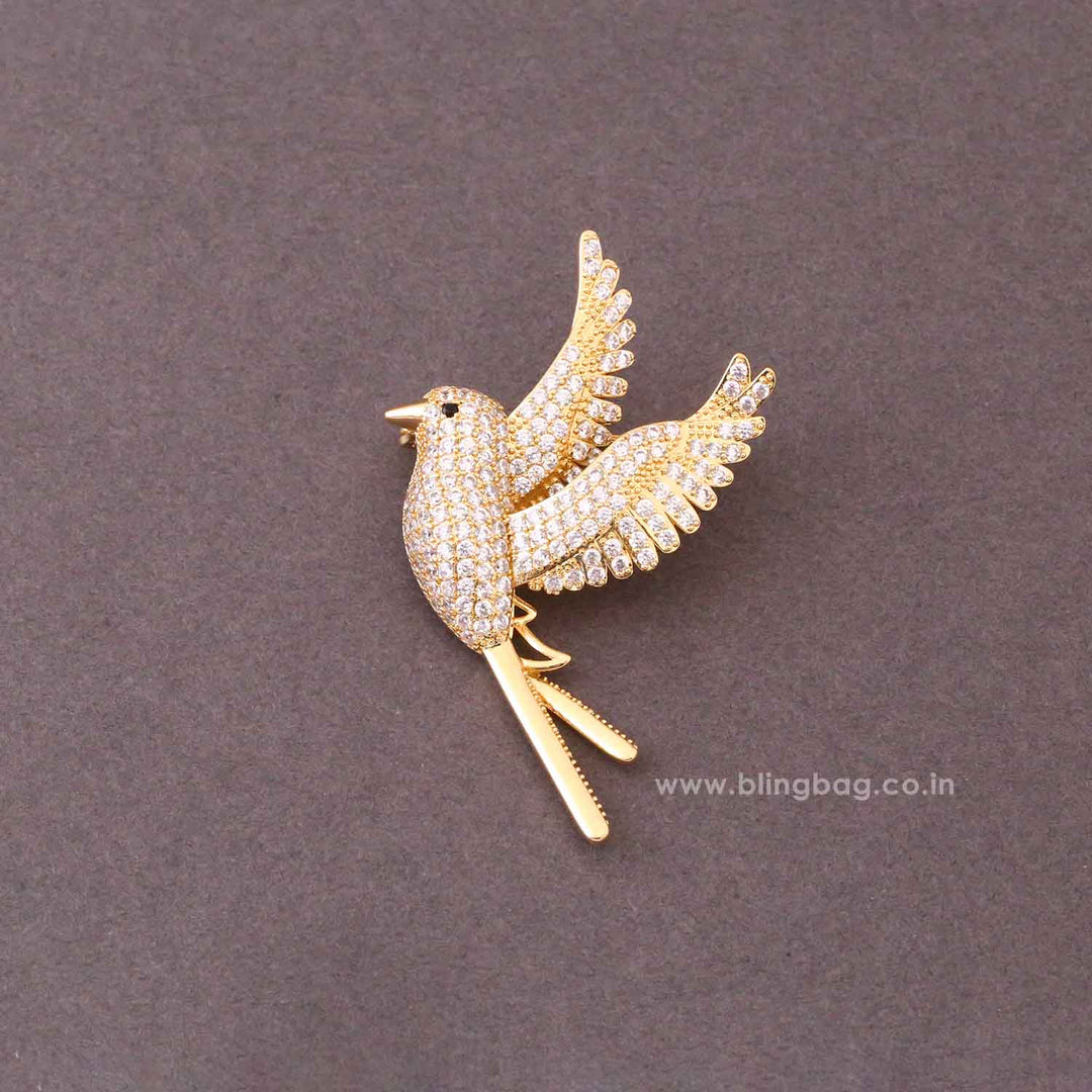 Golden Sparkle Bird Brooch