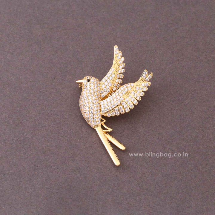 Golden Sparkle Bird Brooch