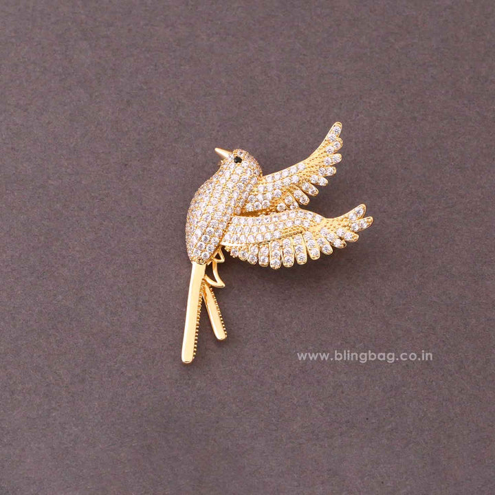 Golden Sparkle Bird Brooch