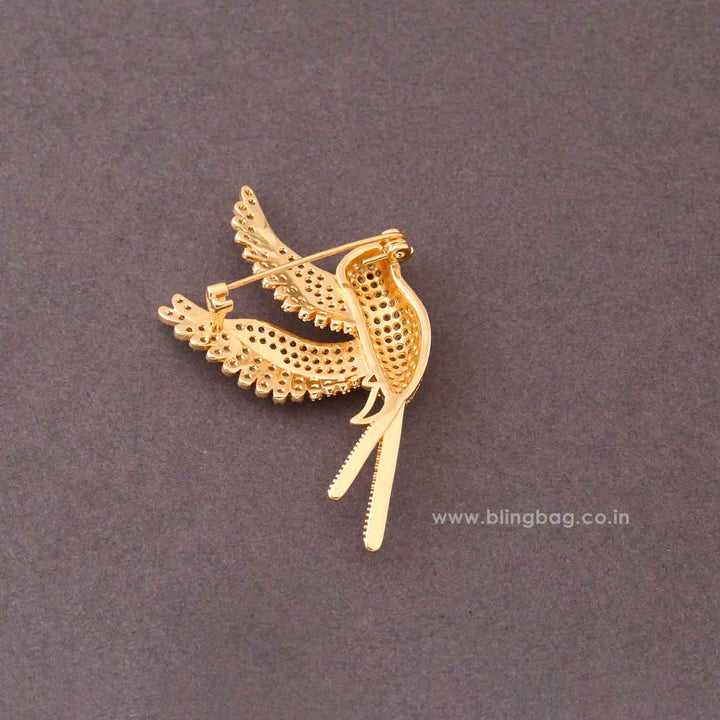 Golden Sparkle Bird Brooch