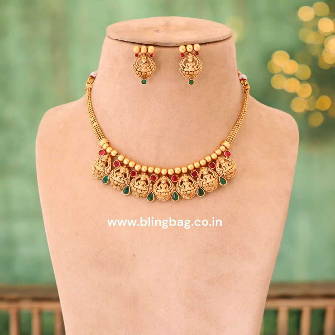 Golden Sri Temple Jewellery Set - New Arrival