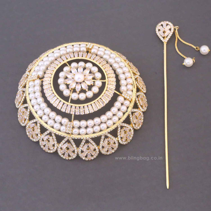 Golden Sumana Zirconia Large Hair Bun Cage