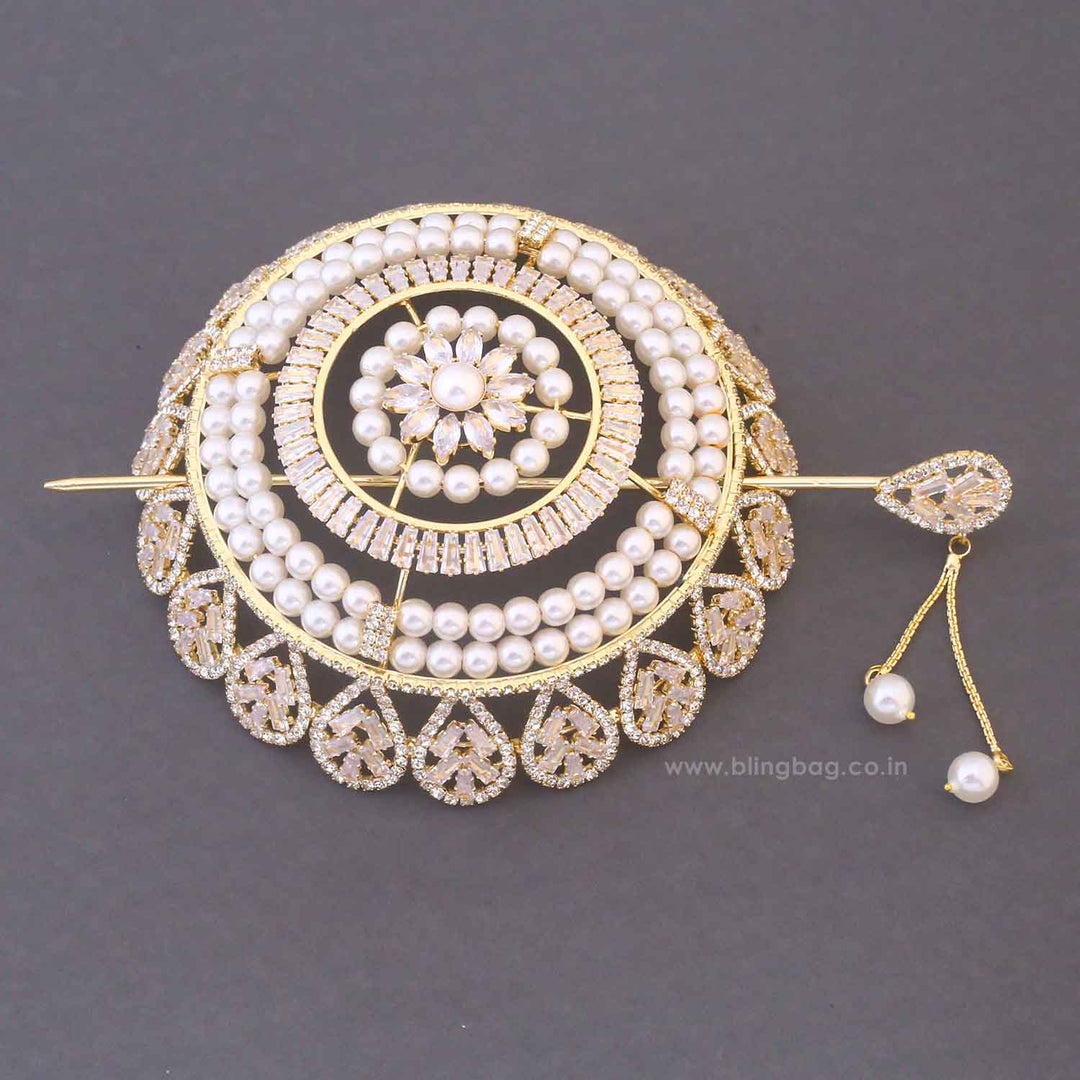 Golden Sumana Zirconia Large Hair Bun Cage