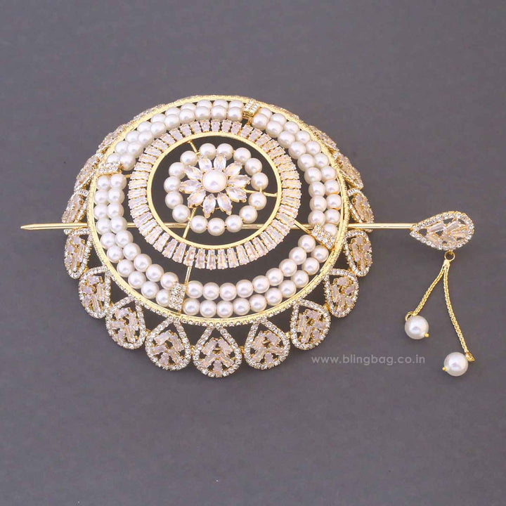 Golden Sumana Zirconia Large Hair Bun Cage