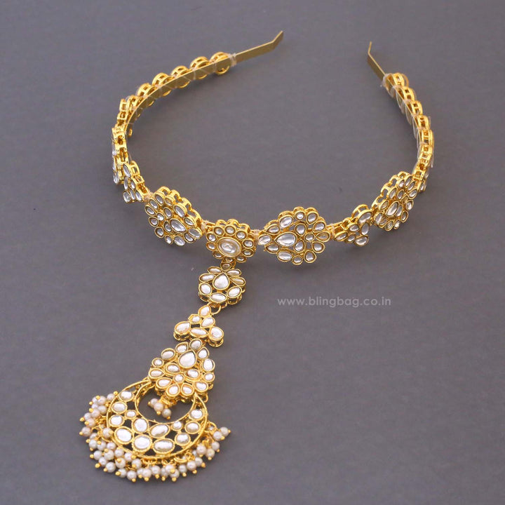 Golden Sumati Hairband With Tikka