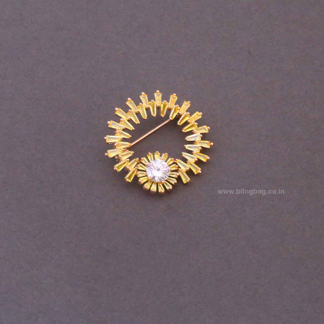 Golden Sunburst Brooch