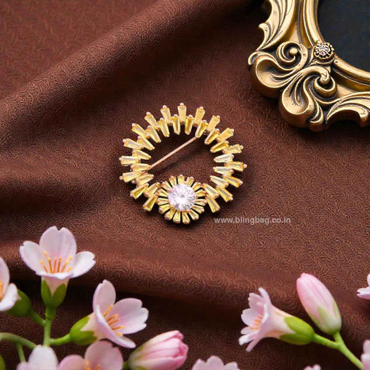 Golden Sunburst Brooch