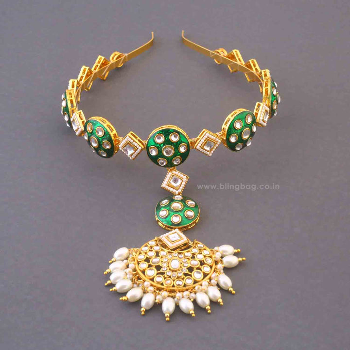 Golden Suparna Hairband With Tikka