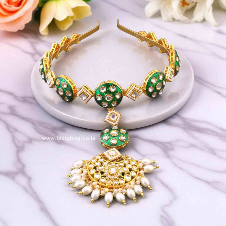 Golden Suparna Hairband With Tikka