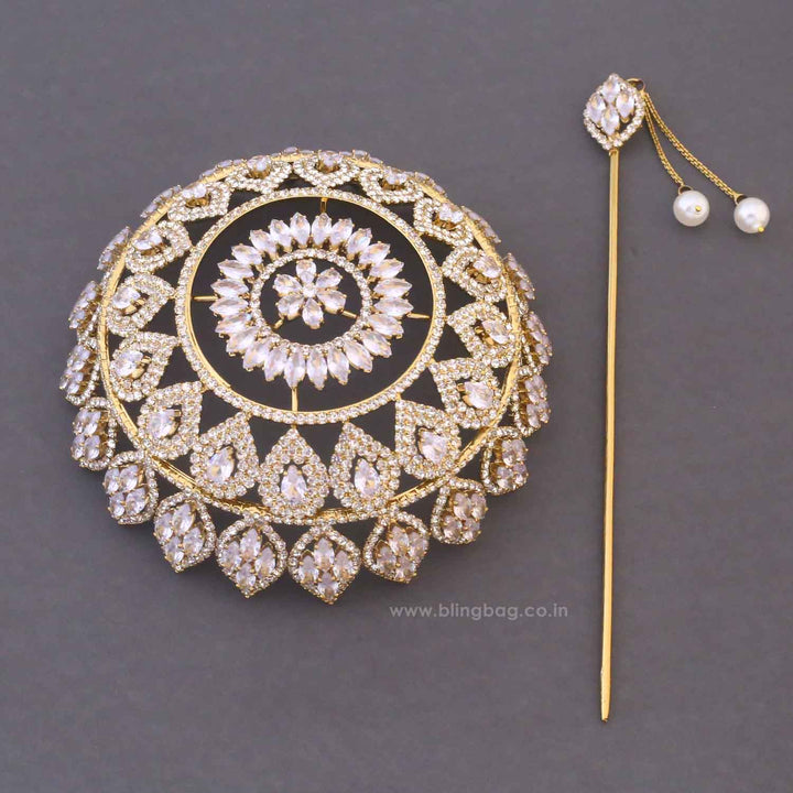 Golden Surabhi Zirconia Large Hair Bun Cage