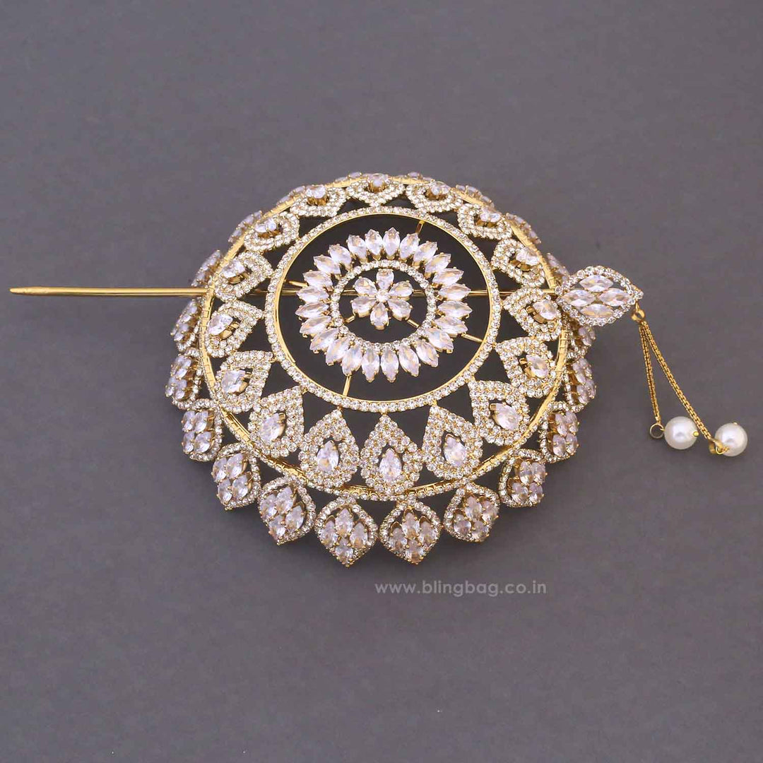 Golden Surabhi Zirconia Large Hair Bun Cage