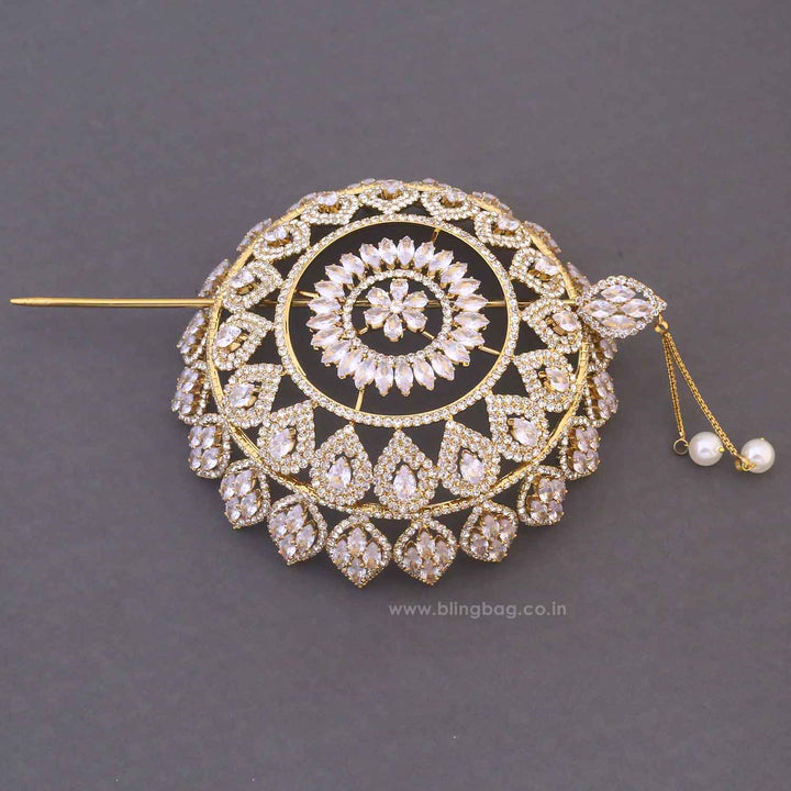 Golden Surabhi Zirconia Large Hair Bun Cage