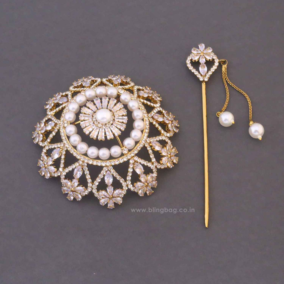 Golden Surekha Zirconia Small Hair Bun Cage