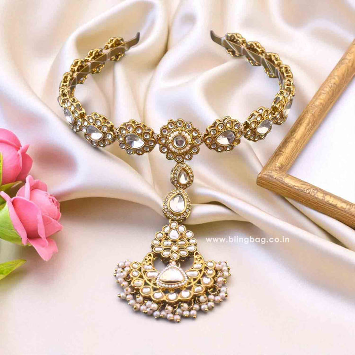 Golden Sushma Hairband With Tikka