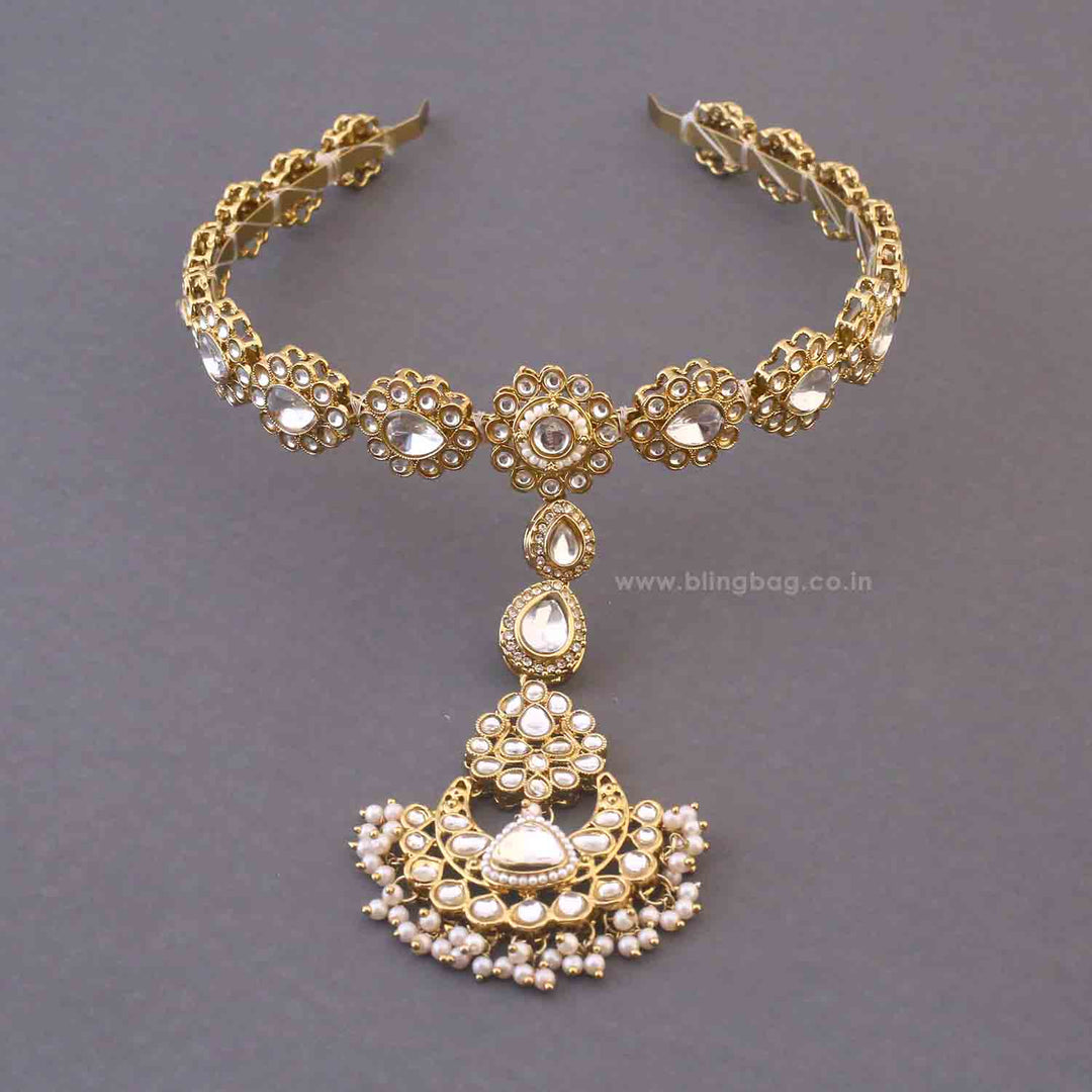 Golden Sushma Hairband With Tikka
