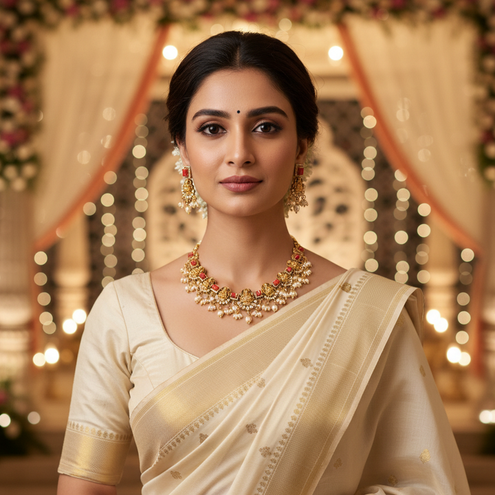 Golden Suvarna Temple Jewellery Set - New Arrival