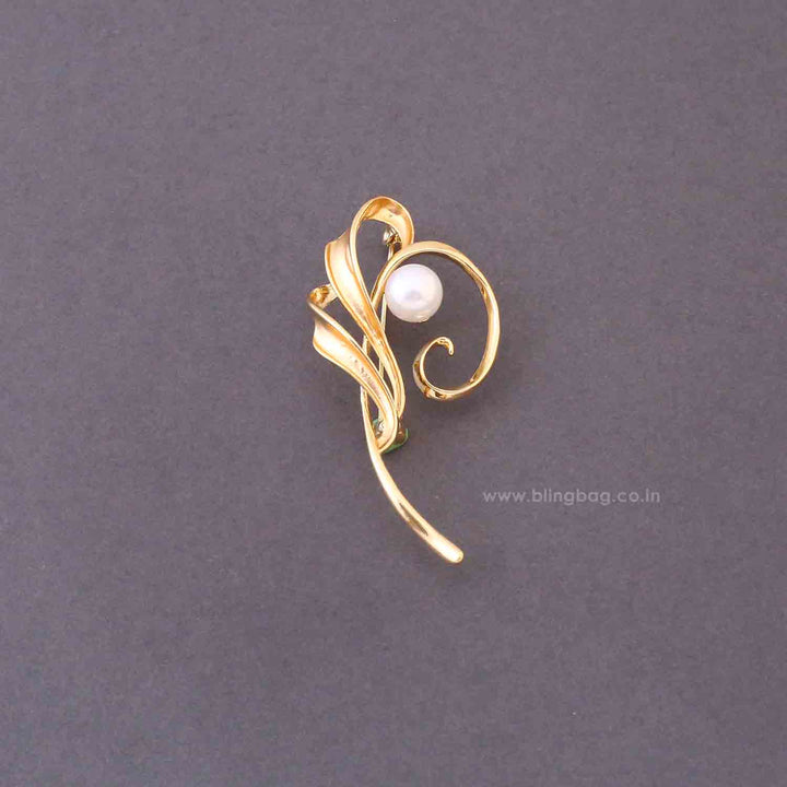 Golden Swan Curve Brooch