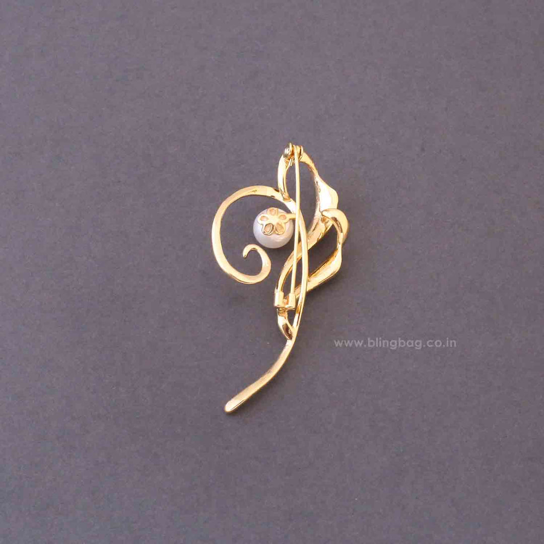 Golden Swan Curve Brooch