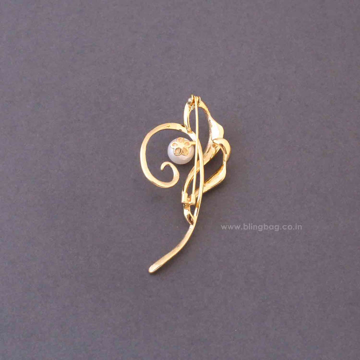 Golden Swan Curve Brooch