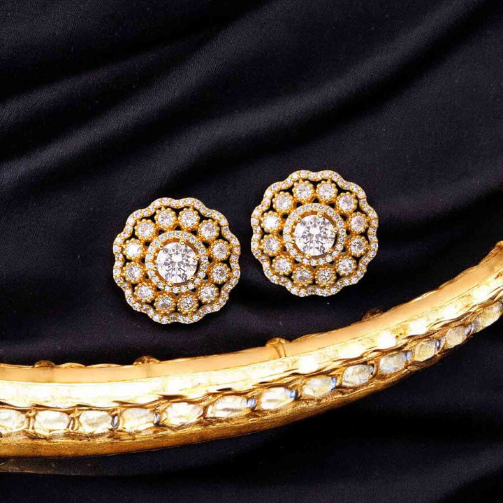 Golden Sylvia Zirconia Studs