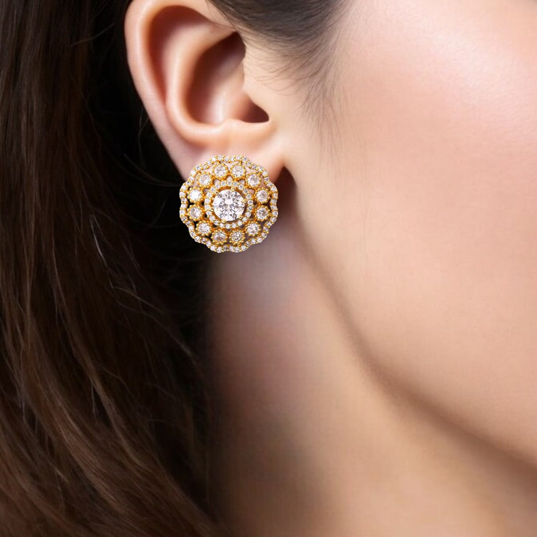 Golden Sylvia Zirconia Studs