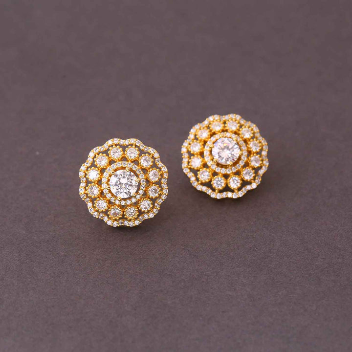 Golden Sylvia Zirconia Studs