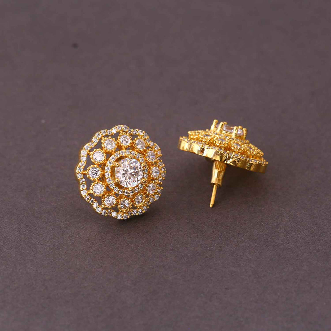 Golden Sylvia Zirconia Studs
