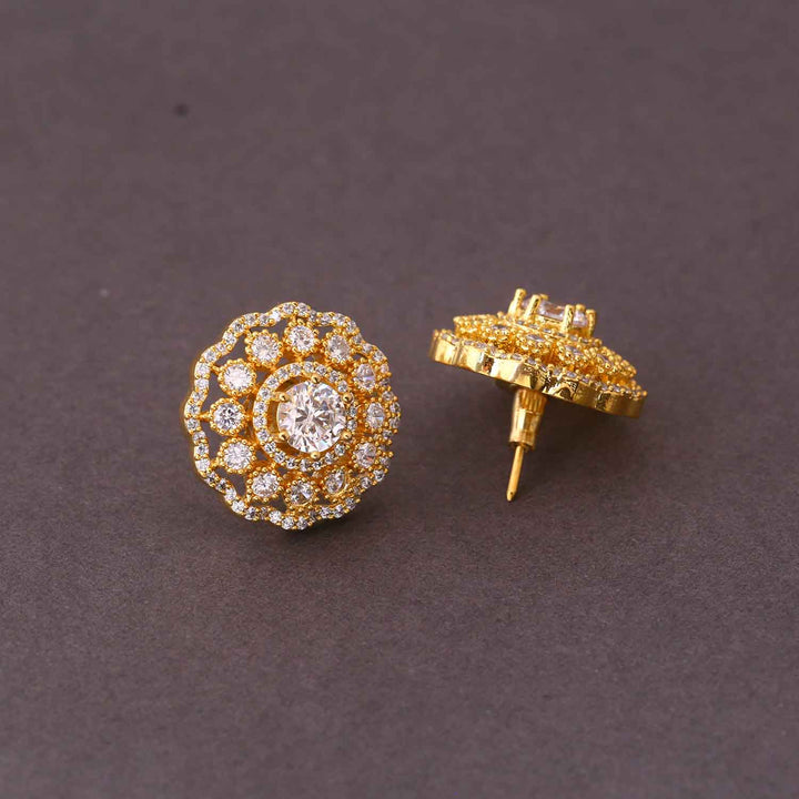 Golden Sylvia Zirconia Studs