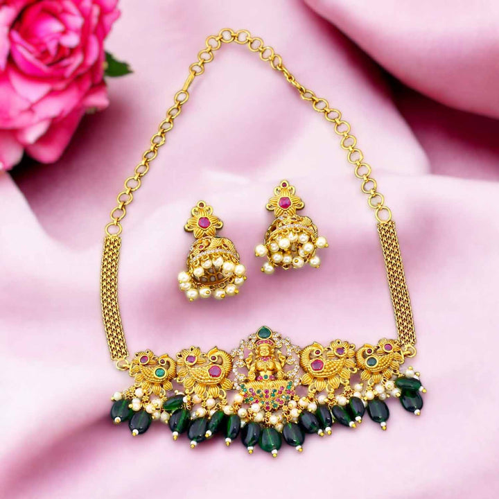 Golden Tanirika Temple Jewellery Set - New Arrival