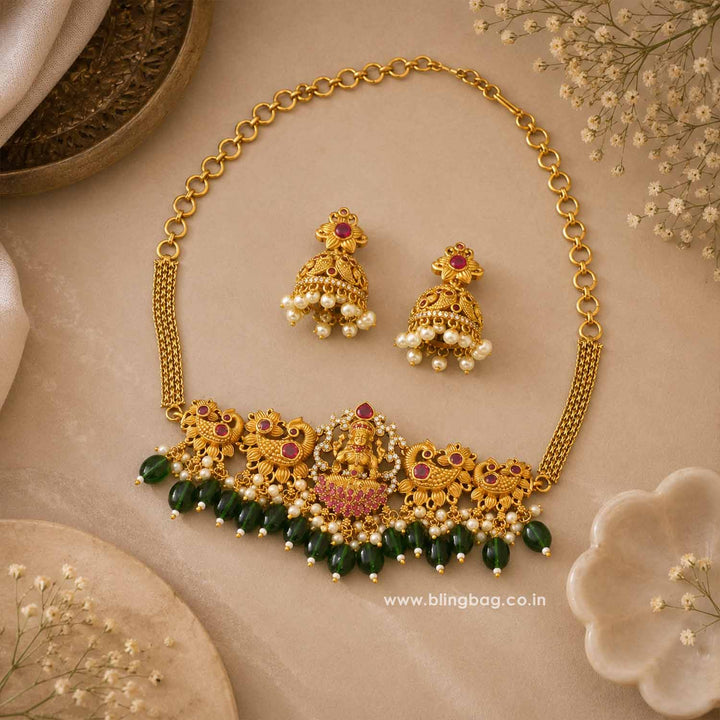 Golden Tanirika Temple Jewellery Set - New Arrival