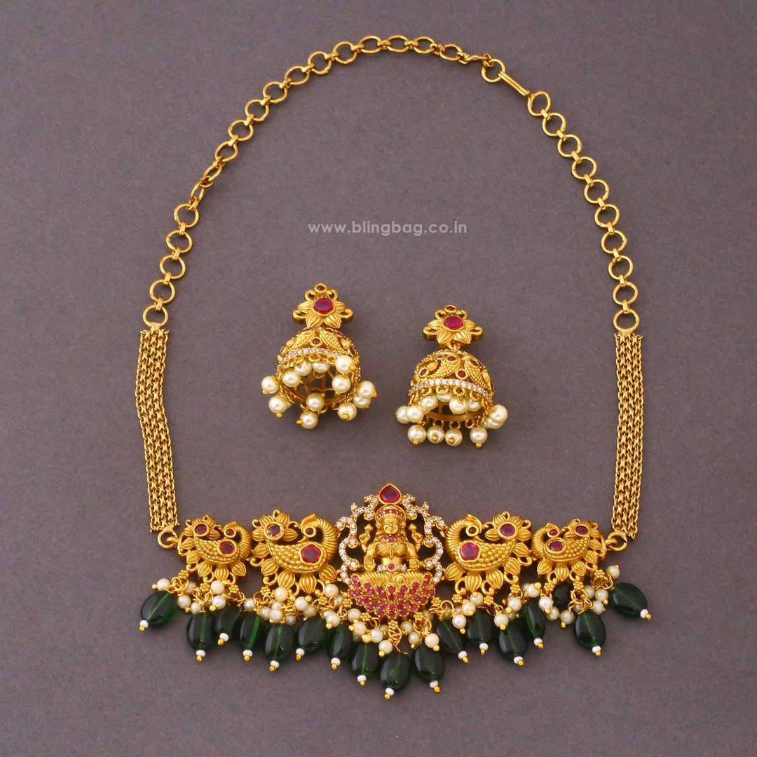 Golden Tanirika Temple Jewellery Set - New Arrival