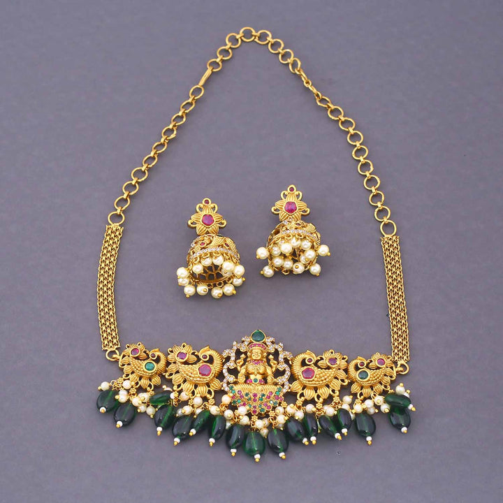 Golden Tanirika Temple Jewellery Set - New Arrival