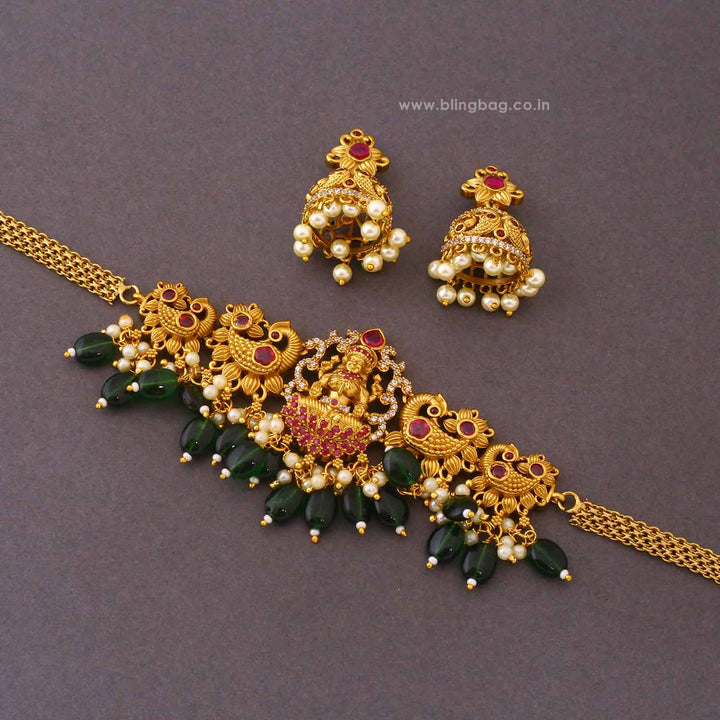 Golden Tanirika Temple Jewellery Set - New Arrival