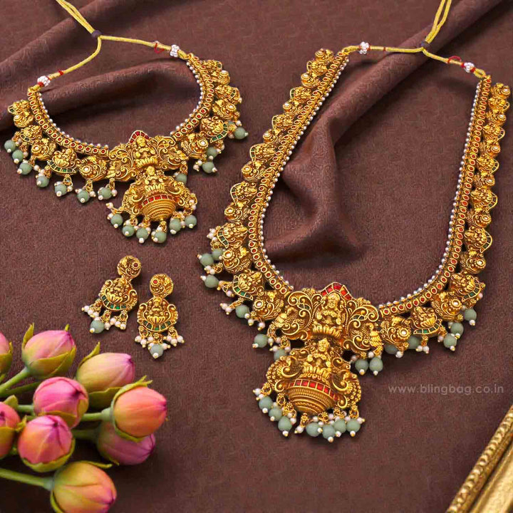 Golden Taraika Bridal Temple Jewellery Set - New Arrival