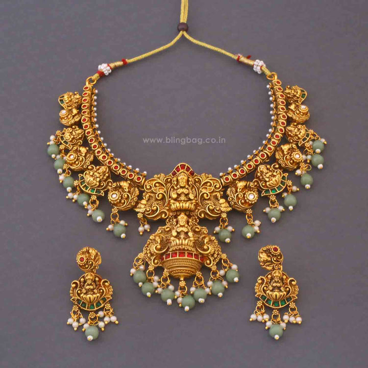 Golden Taraika Bridal Temple Jewellery Set - New Arrival