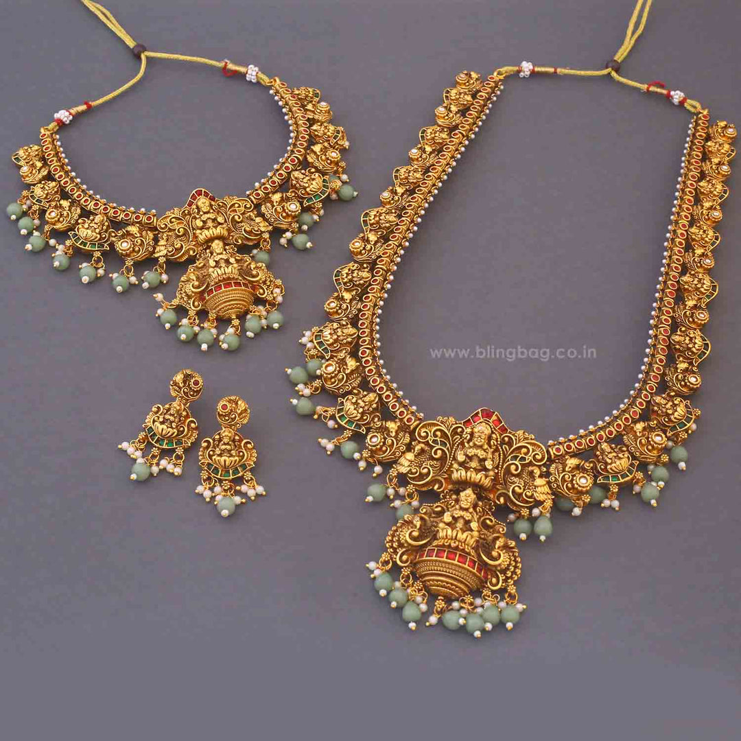 Golden Taraika Bridal Temple Jewellery Set - New Arrival
