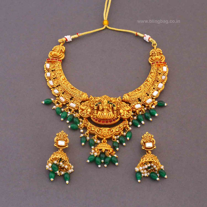 Golden Tarana Bridal Temple Jewellery Set - New Arrival