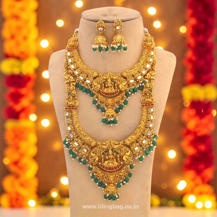Golden Tarana Bridal Temple Jewellery Set - New Arrival