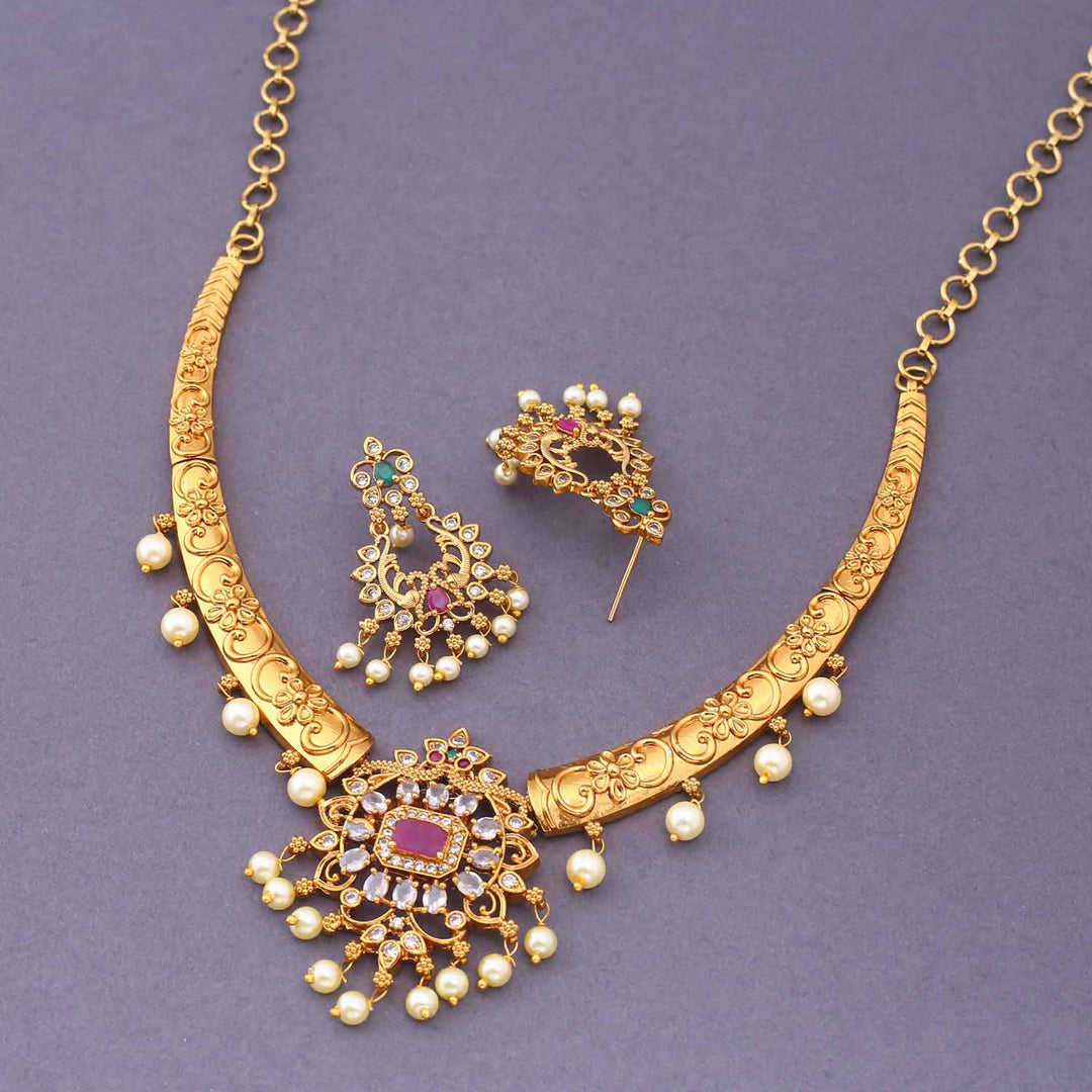 Golden Timurri Hasli Antique Jewellery Set - New Arrival