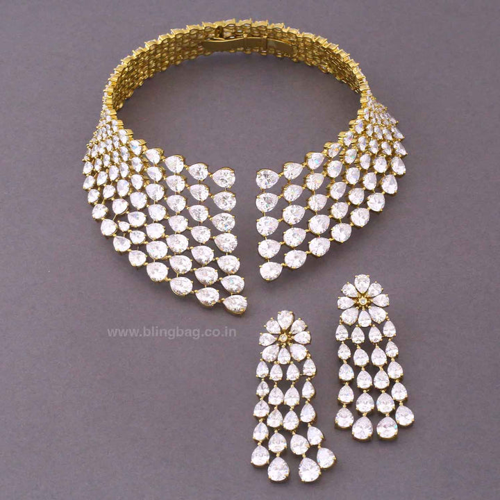 Golden Tirzahi Zirconia Jewellery Set