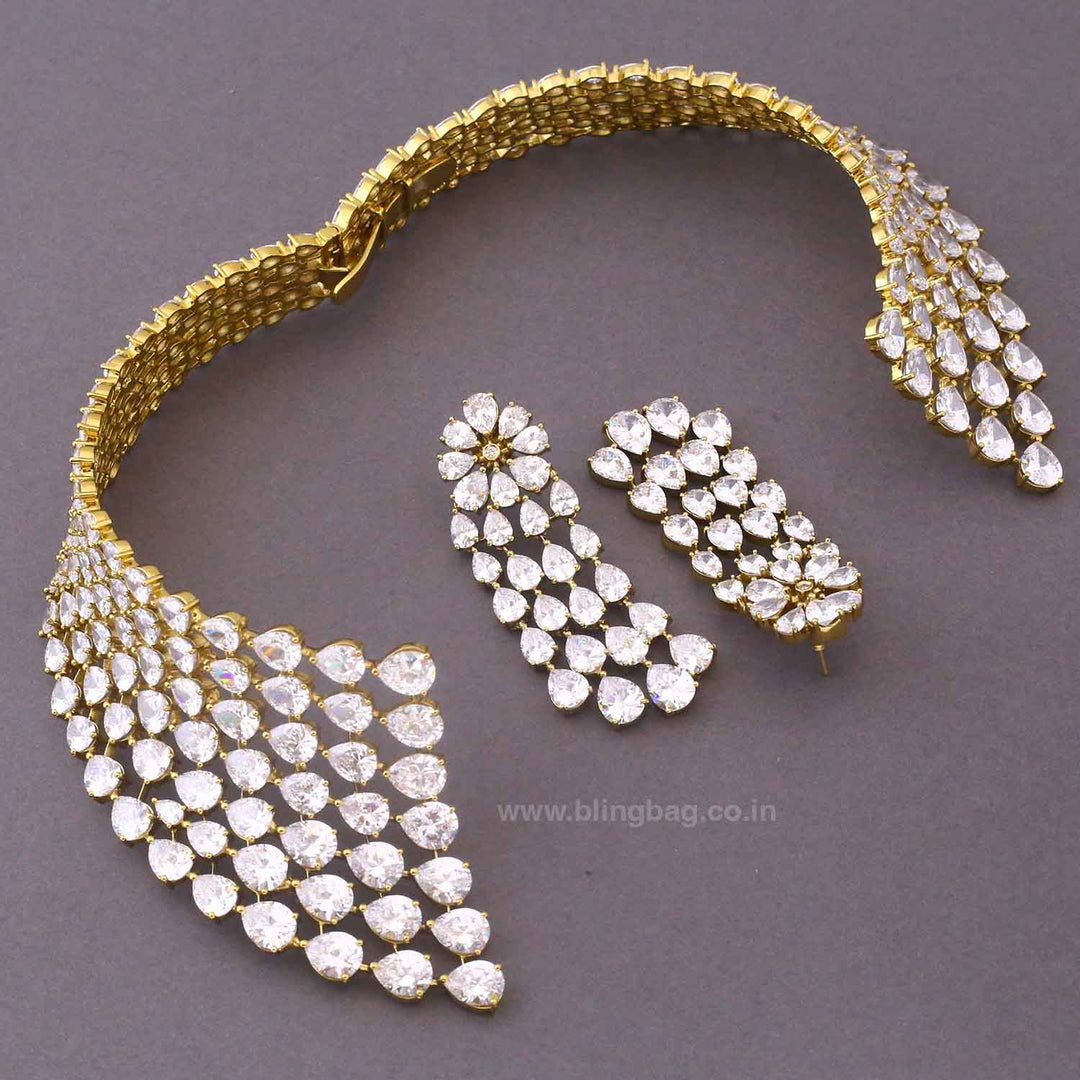 Golden Tirzahi Zirconia Jewellery Set